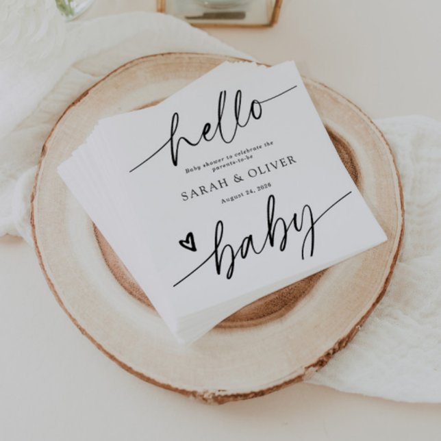 Modern Elegant Script Simple Baby Shower Napkin (Creator Uploaded)