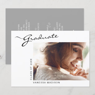 Modern Elegant Script Simple Photo Graduation Announcement