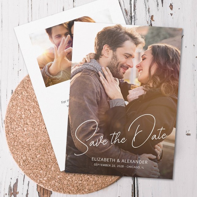 Modern Elegant Script Simple Photo Save The Date (Creator Uploaded)