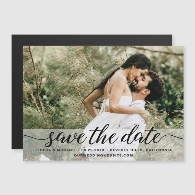 Modern Elegant Script swashes Photo Wedding (Front/Back)