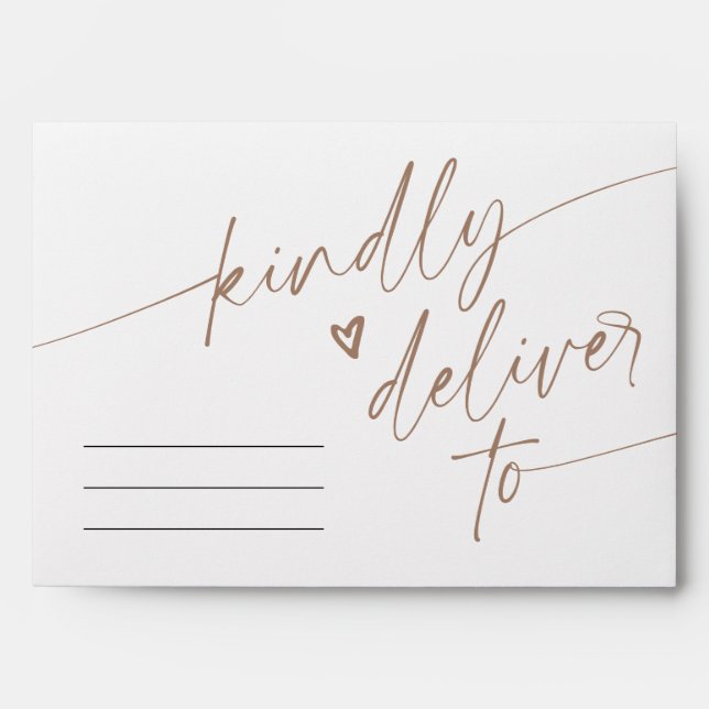 Modern Elegant Script Tan Brown Baby Shower Envelope (Front)