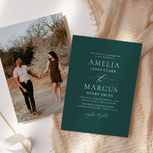 Modern Elegant Script Teal Wedding Invitation