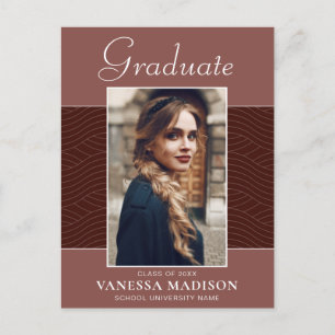 Modern   Elegant Script Terracotta 1 Photo Grad Postcard