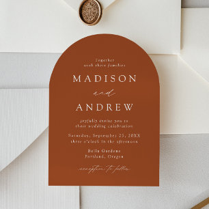 Modern Elegant Script Terracotta Arch Wedding Invitation