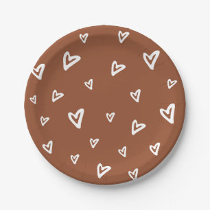 Modern Elegant Script Terracotta Baby Shower Paper Plate