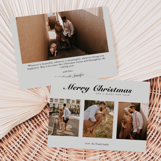 Modern Elegant Script Typography 4 Photo Holiday Card (Creator Uploaded)