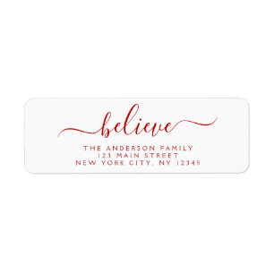 Modern Elegant Script Typography Believe Return Address Label