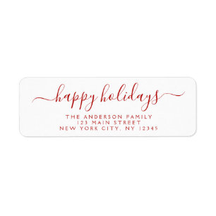 Modern Elegant Script Typography Happy Holidays Return Address Label