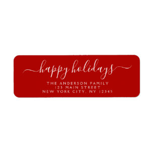 Modern Elegant Script Typography Happy Holidays Return Address Label