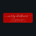 Modern Elegant Script Typography Merry Christmas Return Address Label<br><div class="desc">Modern and Elegant White and Red Script Hand Written Lettering Typography Merry Christmas Card Invitation Return Address Label which is great for a Christmas Holiday Card or Invitation. The  text of this hand lettered modern script typography label can be updated and customised with your  name and address</div>