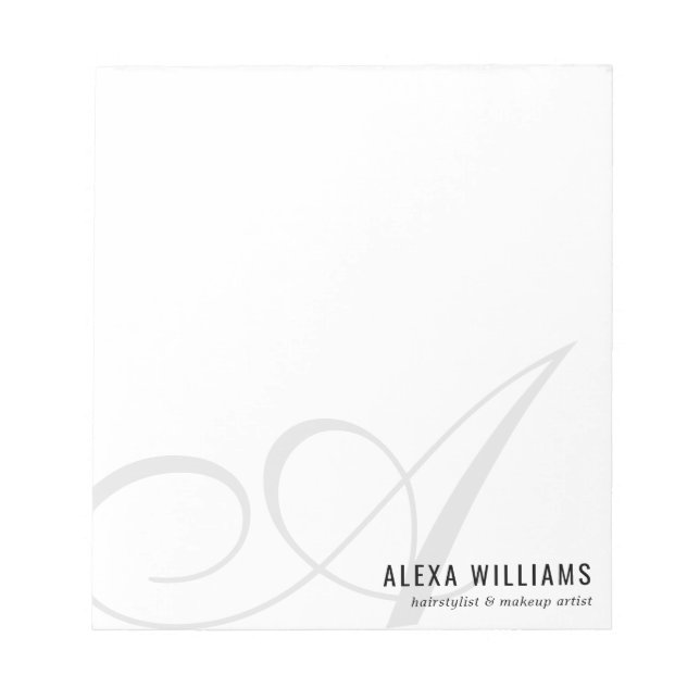Modern Elegant Script Typography Monogram Business Notepad (Front)