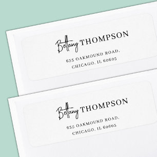 Modern Elegant Script & Typography Monogram Return Address Label