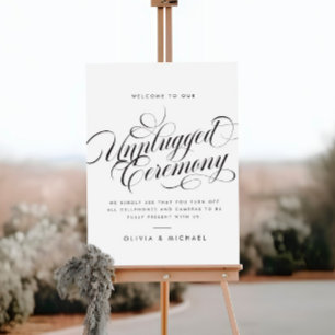 Modern Elegant Script Unplugged Wedding Sign