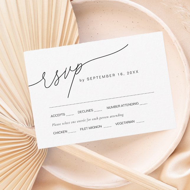 Modern Elegant Script W/ Meal Choice Wedding RSVP Card (Modern Elegant Script W/ Meal Choice Wedding RSVP Card)
