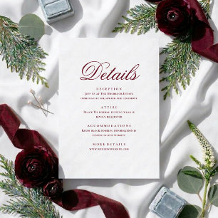 Modern Elegant Script Wedding Details Enclosure Card