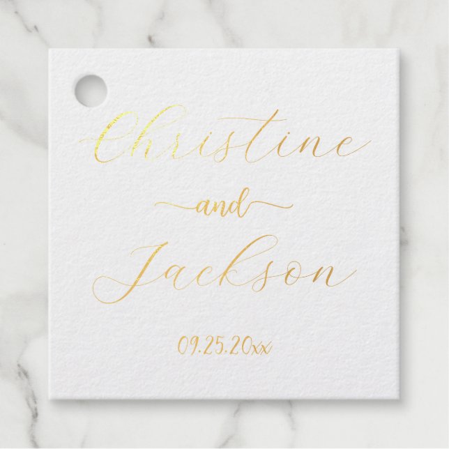 Modern Elegant Script Wedding Favour Tags (Front)