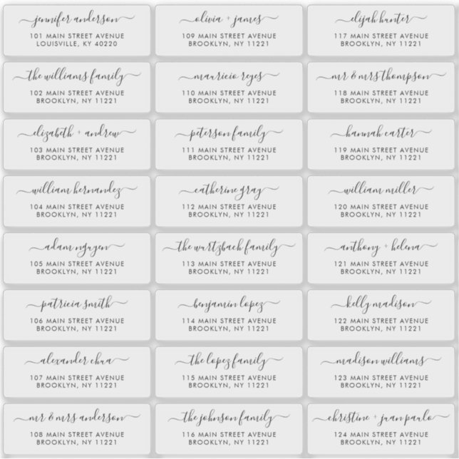 Modern Elegant Script Wedding Guest Address Label (Front)