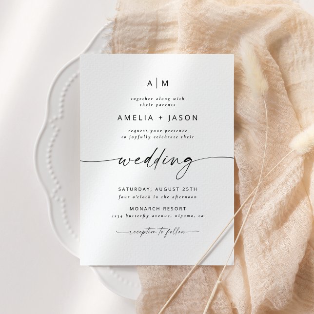 Modern Elegant Script Wedding Invitation (Creator Uploaded)
