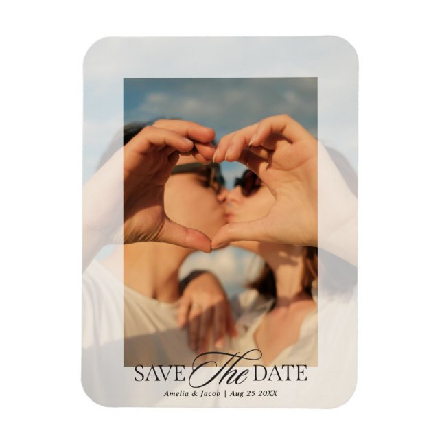 Modern Elegant Script Wedding Photo  Magnet (Vertical)