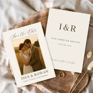 Modern Elegant Script Wedding Photo Save The Date