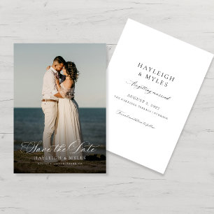Modern Elegant Script Wedding Photo Save The Date