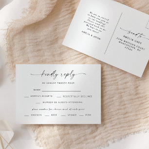 Modern Elegant Script Wedding RSVP Postcard