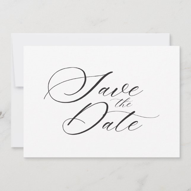 Modern Elegant Script Wedding Save The Date (Front)