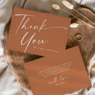 Modern Elegant Script Wedding  Thank You Card
