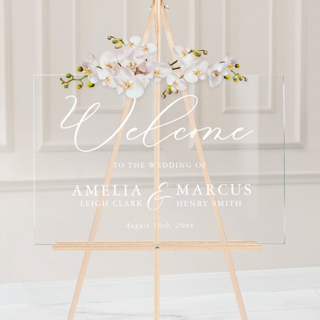 Modern Elegant Script Wedding Welcome Acrylic Sign (Creator Uploaded)