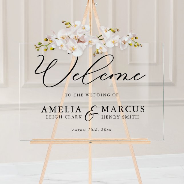 Modern Elegant Script Wedding Welcome Acrylic Sign (Creator Uploaded)