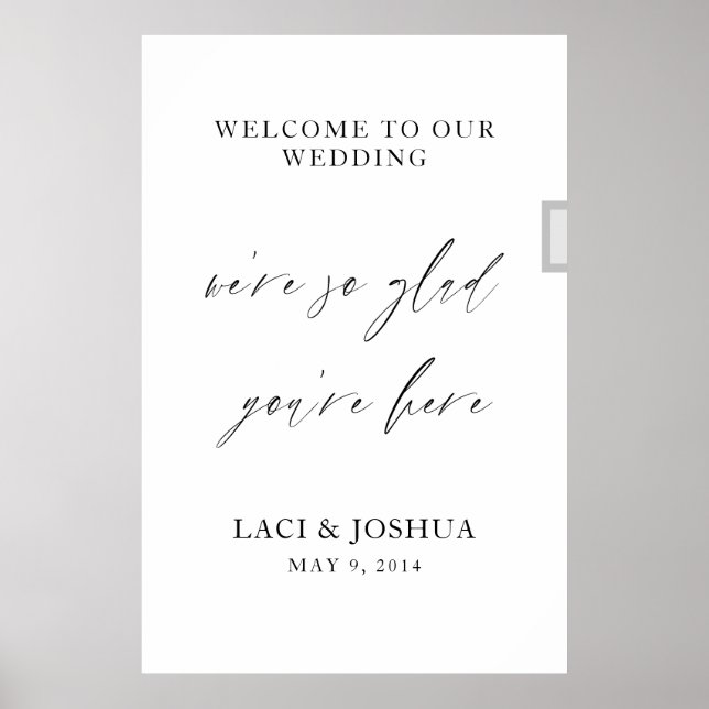 Modern Elegant Script Wedding Welcome Poster Sign  (Front)