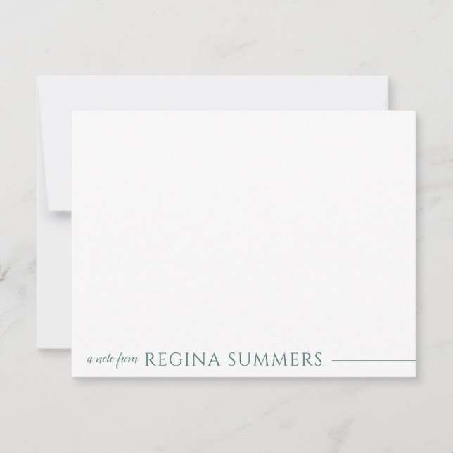 Modern Elegant Seafoam Green Personal Stationery Card (Front)