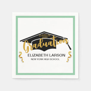 Modern Elegant Senior Golden Black Napkin