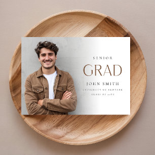 Modern Elegant Senior Grad Photo Mater Graduation Thank You Card