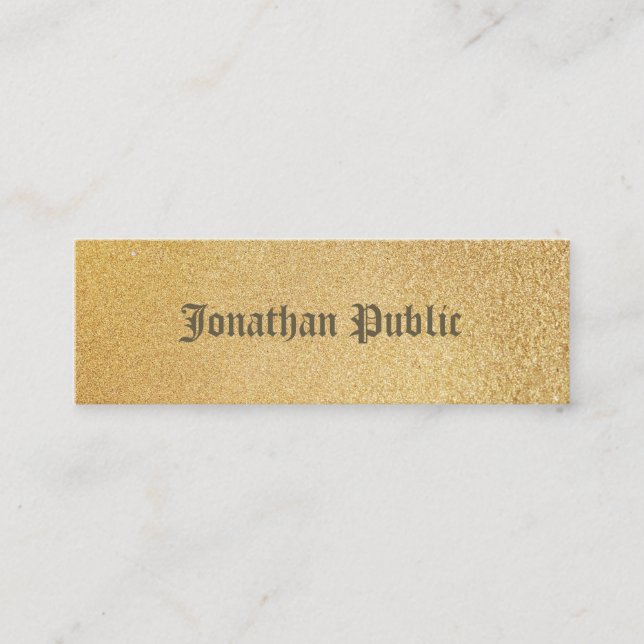 Modern Elegant Shiny Gold Foil Glamourous Plain Mini Business Card (Front)