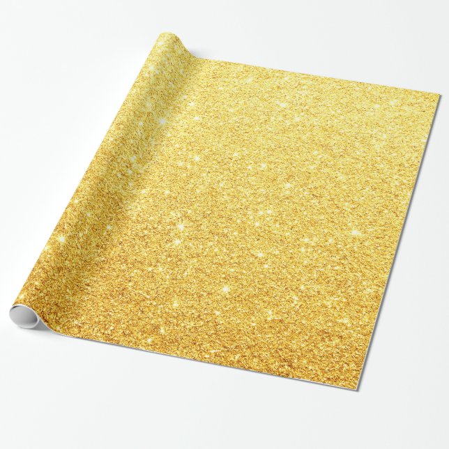 Modern Elegant Shiny Metallic Gold Glitter Wrapping Paper (Unrolled)