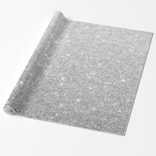Modern Elegant Shiny Metallic Silver Glitter Grey Wrapping Paper