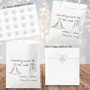 Modern elegant silhouette "sweets for the road" favour bag