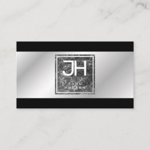 Modern Elegant Silver and Black Template Business Card