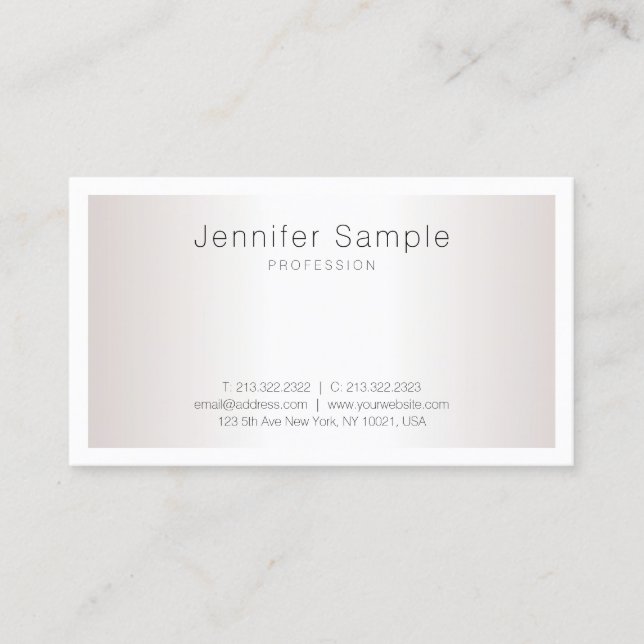 Modern Elegant Silver Look Clean Design Salon Business Card (Front)
