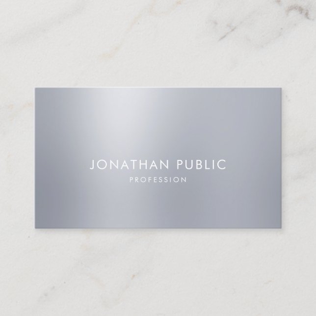Modern Elegant Silver Look Template Professional Business Card (Front)