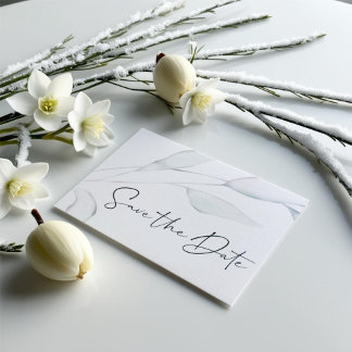 Modern Elegant Silver Winter Leaves Watercolor Postcard