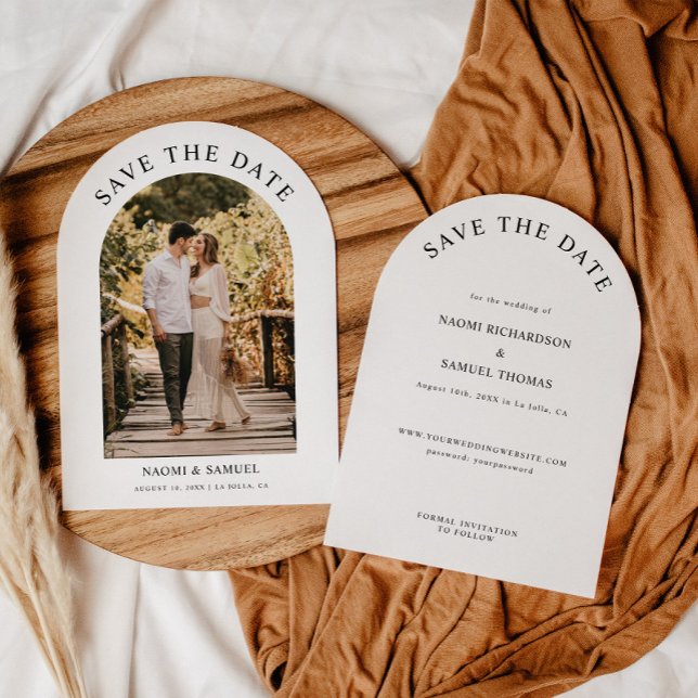 Modern Elegant Simple Arch Wedding Save The Date (Creator Uploaded)