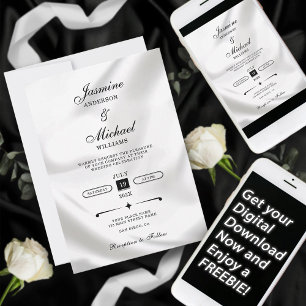 Modern Elegant Simple Black and White Wedding Invitation