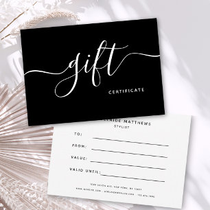 Modern Elegant Simple Black Beauty Salon Gift Card