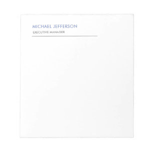 Modern Elegant Simple Blue White Notepad