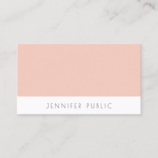 Modern Elegant Simple Blush Pink White Template Business Card (Front)