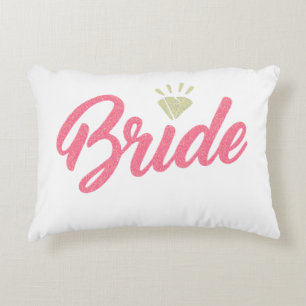 Modern Elegant Simple Bride Glittery Pink Diamond  Decorative Cushion