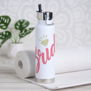 Modern Elegant Simple Bride Glittery Pink Diamond Water Bottle