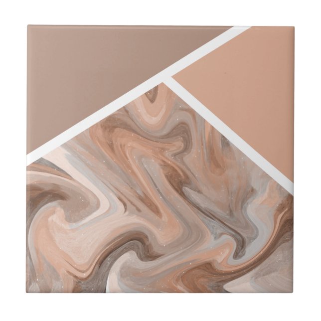 Modern Elegant Simple Brown Abstract Ceramic Tile (Front)